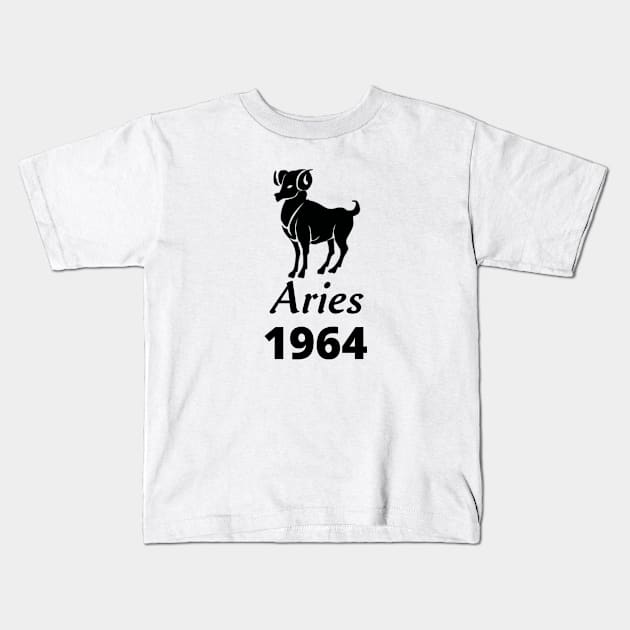 Black Aries Zodiac 1964 Kids T-Shirt by Down Home Tees